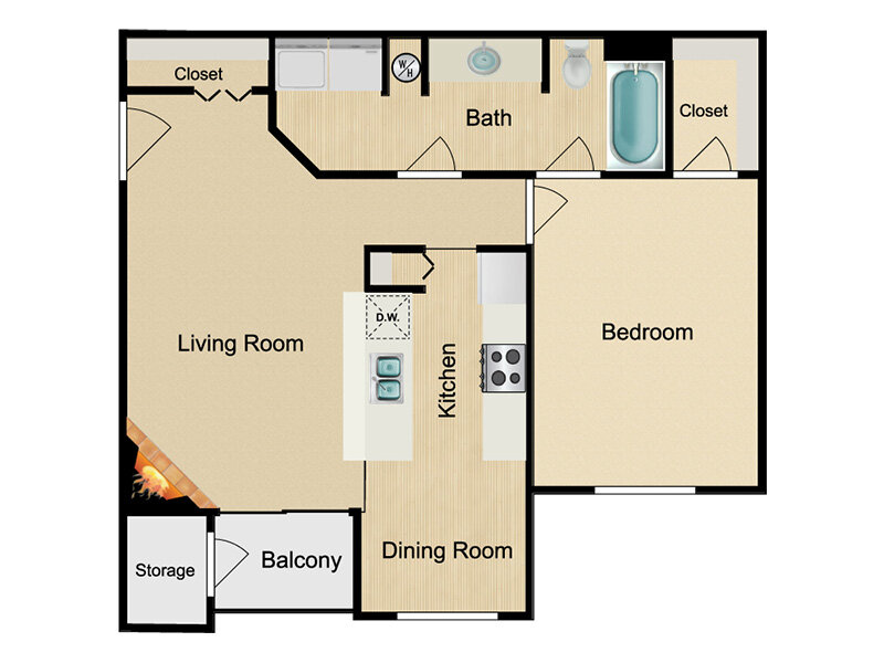 1x1 Classic Floorplan
