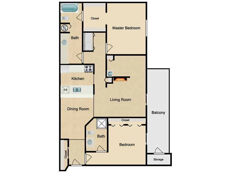 2x2 Den Classic Floorplan