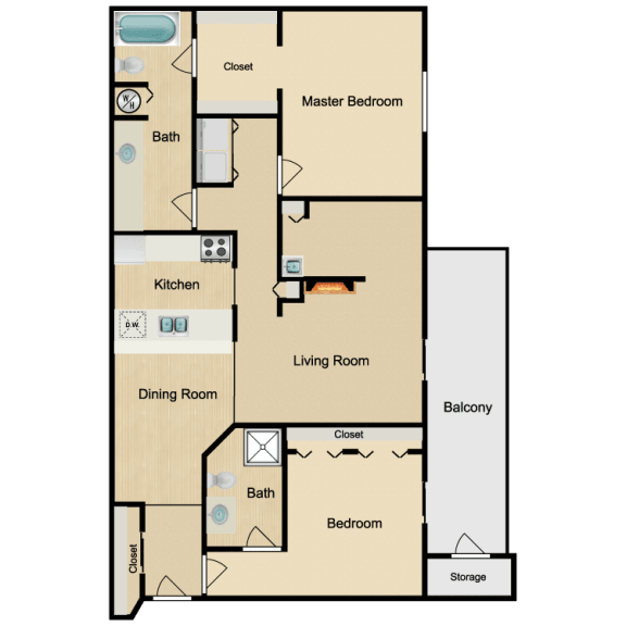 Floor Plan  Two Bedroom D