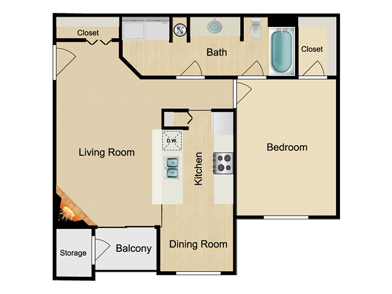 1x1 Classic floorplan
